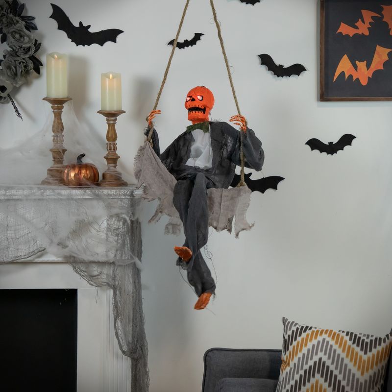 Northlight 30" Animated Swinging Pumpkin Man Halloween Decoration, 2 of 4