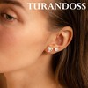 Turandoss 6Pairs Gold Silver Stud Earrings for Women Men - S925 Post Hypoallergenic Flat Back Cubic Zirconia Earring for Piercing, Christmas Gifts - 2 of 4