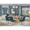 HomeStock 7-Pc Rectangle Natural Oak Finish Solid Wood Top Dining Table with 6 Parson-Chairs - 2 of 4