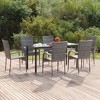 vidaXL Modern 7 Piece Outdoor Dining Set - Gray Poly Rattan Patio Set with Powder-Coated Steel Frame and Tempered Glass Tabletop - 2 of 4