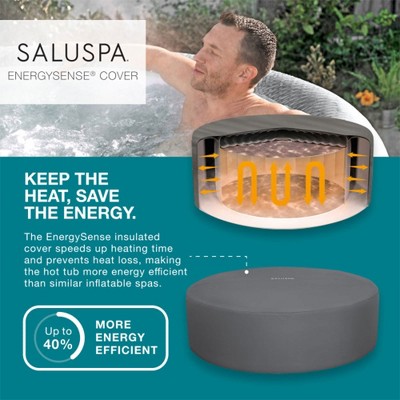 Gray Inflatable Round Hot Tub with Seats and Pillows