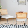 COWLOWN White 2 Piece Mid - Century Rattan Dining Chair Set, Cane Backrest, Upholstered Seats for Home Dining Areas - 4 of 4