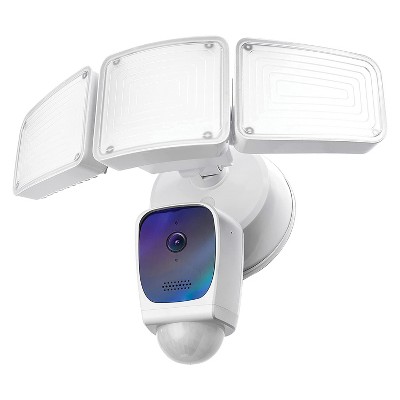Home Zone Security 1080p Full HD Outdoor Triple-Head Smart Floodlight Camera (White)