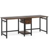 Vynxaria 79-Inch Two Person Computer Desk with Drawers & Storage Shelves, Double Workstation with Hooks for Home Office - 3 of 4