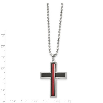 Chisel Stainless Steel Brushed and with Fiber Glass Cross Pendant on a 22" Ball Chain Necklace