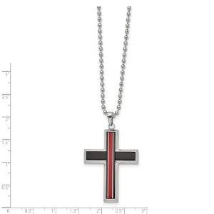 Chisel Stainless Steel Brushed and with Fiber Glass Cross Pendant on a 22" Ball Chain Necklace - 1 of 2