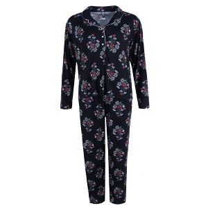 PJ Couture Women's Floral Notch PJ Pant Set - 1 of 4
