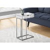 Monarch Specialties Accent Table C-Shaped End Side Snack Storage Drawer Living Room Bedroom Metal Laminate White Marble Look Grey Contemporary Modern - 2 of 4