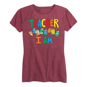 Women's - Dr. Seuss - The Cat In The Hat Book Cover Teacher I Am Short Sleeve Graphic T-Shirt - 1 of 4