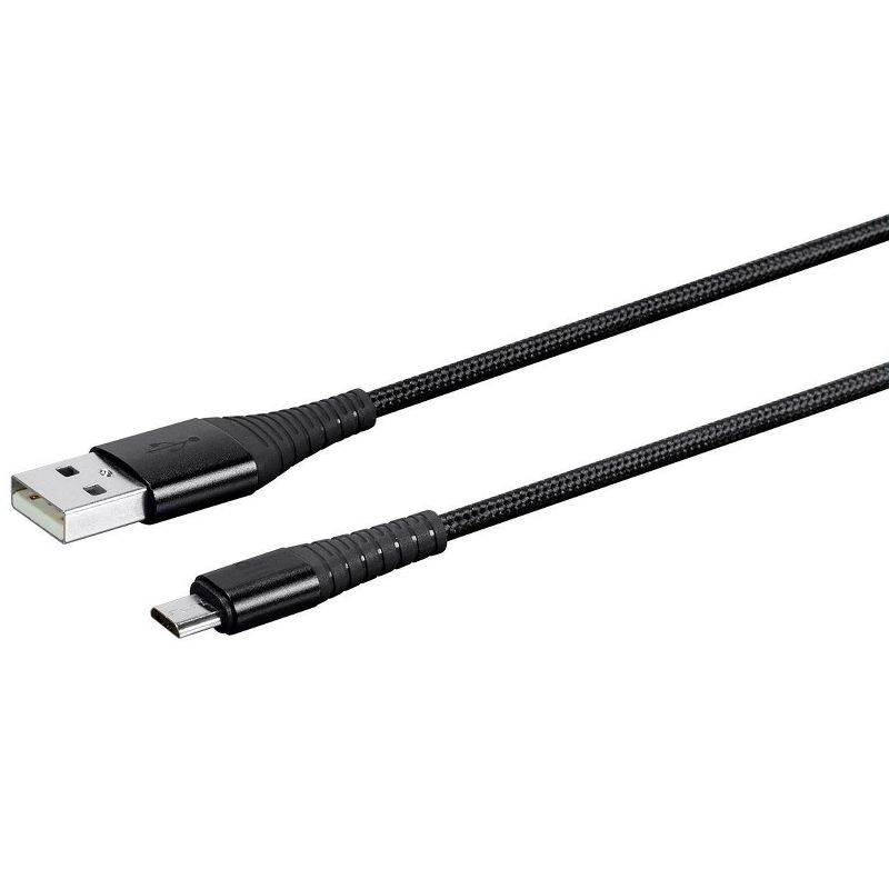 Monoprice USB 2.0 Micro B to Type A Charge & Sync Cable - 6 Feet - Black | Nylon-Braid, Durable, Kevlar-Reinforced - AtlasFlex Series, 2 of 7