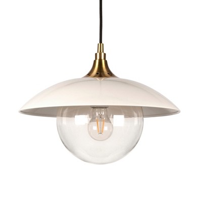 Hudson and Canal 14.5" Wide Pendant with Metal/Glass Shade