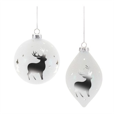 Glittered Glass Deer Ornament (Set of 6)