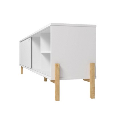 Mid-Century Classic White and Oak TV Stand with Cabinet - 73in