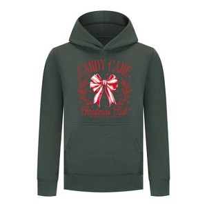 Everyday Kids Christmas Collection Candy Cane Christmas Club Girls Pullover Hoodie – Holiday Sweatshirt - Green - 1 of 1