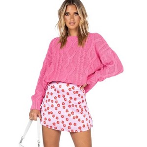 Women's Oversized Knit Sweater Solid Vintage Pullover Sweater Unisex Woven Crewneck Knitted Tops - 1 of 4