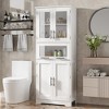 Tall Bathroom Cabinet, Kitchen Pantry Cabinet with Glass Doors and Shelf, Freestanding Storage Cabinet for Living Room, Laundry Room, White - 2 of 4