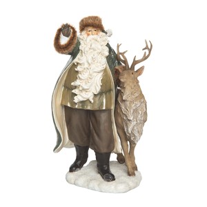 Transpac Resin 12.25 in. Multicolor Christmas Woodland Santa and Reindeer Decor - 1 of 4