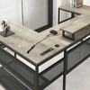 NicBex Home Office Desk U-Shape Morden Computer Desk with Open Storage Shelves, Desktop Stand and LED Light Strip for Games and Work, Gray - 3 of 4