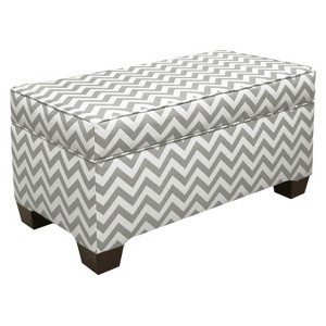 Skyline Custom Upholstered Box Seam Storage Bench - Skyline Furniture , Zig Zag Grey/White