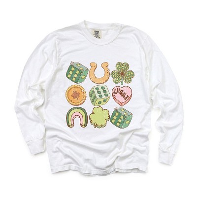 Simply Sage Market Women's St. Patrick's Charm Chart Long Sleeve Garment Dyed Tee