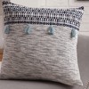 Dsvimoy Support Pillow Textured Fringed Throw Pillow with Geometric Accents for Home Decor, White, 22"*22"*6" - 2 of 4