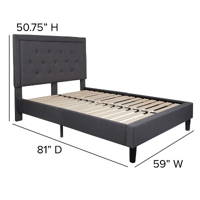 Modern Low-Profile Dark Gray Upholstered Full Bed with Tufted Headboard