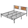 VECELO Full/Queen/King Size Bed Frame with Wooden Headboard, Metal Bed Platform No Box Spring Needed with Heavy Duty Steel Slat, Brown - 4 of 4