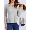 Allegra K Women's Lace Square Neck Long Sleeve Stertch Elegant Casual Peplum Blouse - 2 of 4