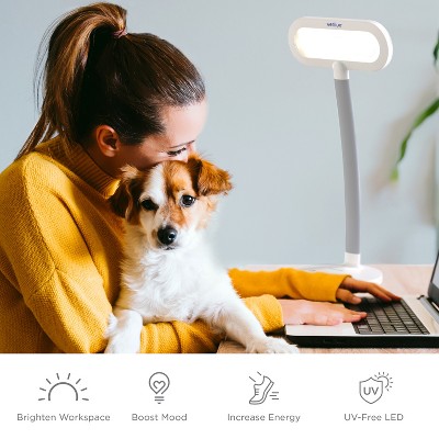 White Adjustable Arc LED Desk Lamp with USB Port