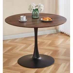 42" Round Dining Table for 4-6 Person, Modern Wood Kitchen Table with Metal Base, Circle Table for Living Room Apartment Restaurant (Only Table) - 1 of 4