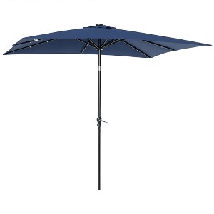 9' x 7' Solar Umbrella, LED Lighted Patio Umbrella for Table or Base with Tilt & Crank, Outdoor Umbrella for Garden, Deck, Pool, Beach - 1 of 4