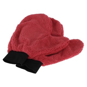 Unique Bargains Car Wash Towel Coral Fleece for Car Cleaning Wiping 9.84"x7.87"x0.39" Red 2 Pcs - 1 of 4