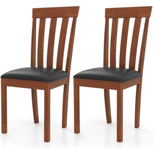 ADILE Wood Dining Chairs Set of 2, Upholstered Wooden Kitchen Chairs with Padded Seat & Rubber Wood Frame,Espresso+black - 1 of 3