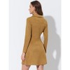 INSPIRE CHIC Women's Regular Fit Faux Suede Lapel Neck Long Sleeve Elegant A-Line Mini Dress - 3 of 4
