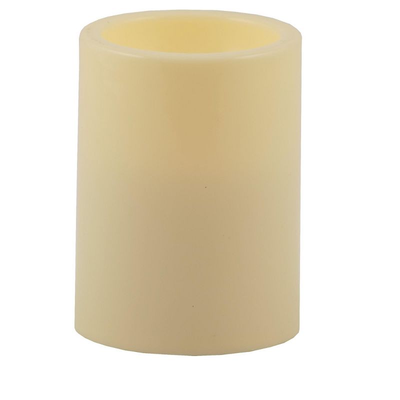 Pacific Accents Flameless 3x3.75 Ivory Resin Melted Top Pillar Candle, 1 of 4