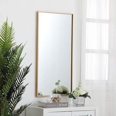 Elegant 18" Brass Rectangular Metal Frame Mirror