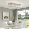 Siljoy Modern Crystal Chandelier, Rectangle Chandelier Rectangular Flush Mount Pendant Ceiling Light Fixture for Indoor - 2 of 4