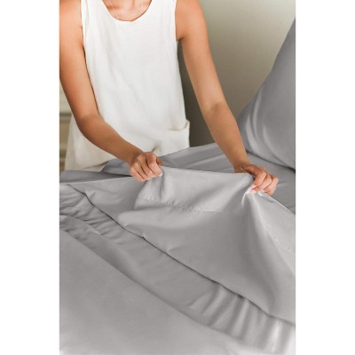 CGK Linens Cotton Sheet Set 18" - 24" Inch Extra Deep Pocket in Light Grey, Size Queen