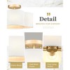 Itopfox Gold Semi Flush Mount Ceiling Light with Fabric Shade, Farmhouse Brass Drum Lighting for Kitchen Hallway Bedroom - 2 of 4