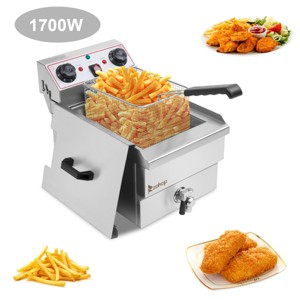 BestParts 8L Stainless Steel Single Tank Deep Fryer with Faucet, 1700W Max Power, Blue Large Handle - 1 of 4