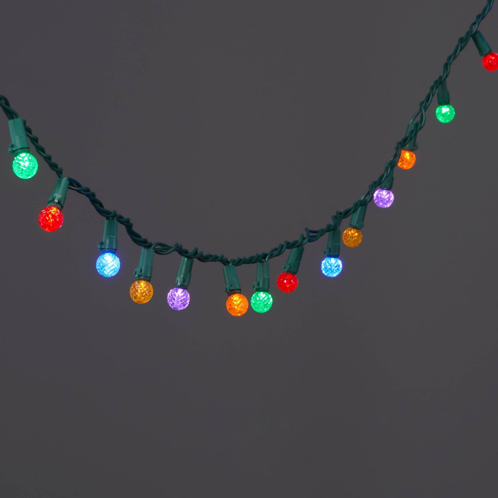 60ct LED Faceted Sphere Christmas String Lights Multicolor with Green Wire - Wondershop™