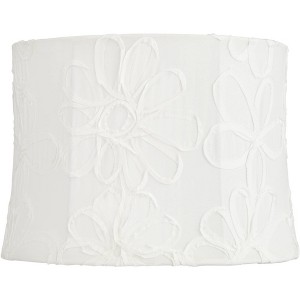 Springcrest Nimes 13" Top x 14" Bottom x 10" High x 10" Slant Lamp Shade Replacement Medium White Drum Modern Fabric Softback Washer Harp Finial - 1 of 4