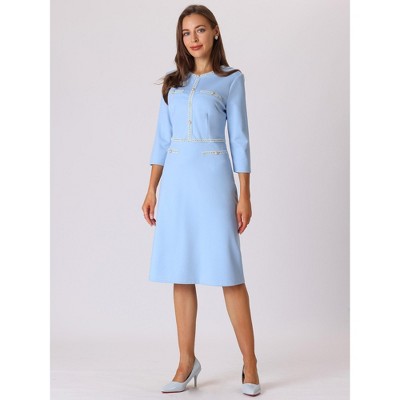 Hobemty Damen Tweed-Kleid Langärmelig – Business Etuikleid Mit Karomuster
