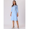 Hobemty Women's Elegant Office 3/4 Sleeve Tweed Trim Round Neck A-Line Dress - 3 of 4