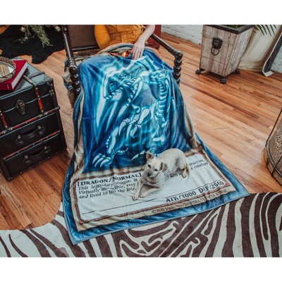Yu-Gi-Oh! Blue-Eyes White Dragon Fleece Throw Blanket 45 x 60 Inches