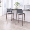 Faux Leather Barstool 40.9" H, Dark Gray and Walnut Finish with Steel Frame, Set of 2 by Zuo Modern - 2 of 4
