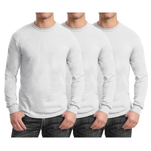 Galaxy By Harvic Men's Cotton-Blend Long Sleeve Crew Neck Tee 3-Pack - 1 of 2
