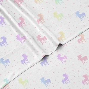 Tadpoles Rainbow & Stars Unicorn Sheet Set | 100% Softly Brushed Microfiber Polyester | Kids, Multicolored - 1 of 4
