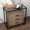 Tempered Glass, Steel, and Melamine Raised Bottom Three-Drawer Dresser - Bedroom Furniture, Durable, Stylish, Spacious, and Modern - 2 of 4