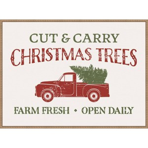 Amanti Art 38"x28" Christmas Farm Sign II by Victoria Barnes Framed Canvas Wall Art Print - 1 of 4